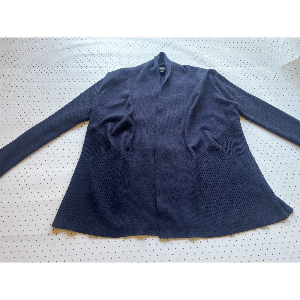 Verve Ami Navy Open Front Ribbed Knit Cardigan Sweater Large